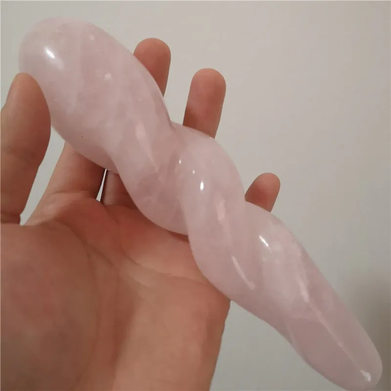 Natural rose quartz spiral crystal wand hand carved crystal gem yoni massage wand healing wand Yoni Crystals