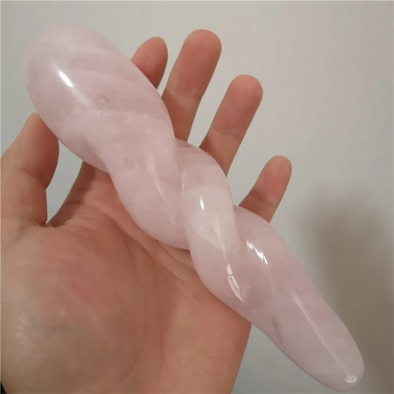 Natural rose quartz spiral crystal wand hand carved crystal gem yoni massage wand healing wand Yoni Crystals