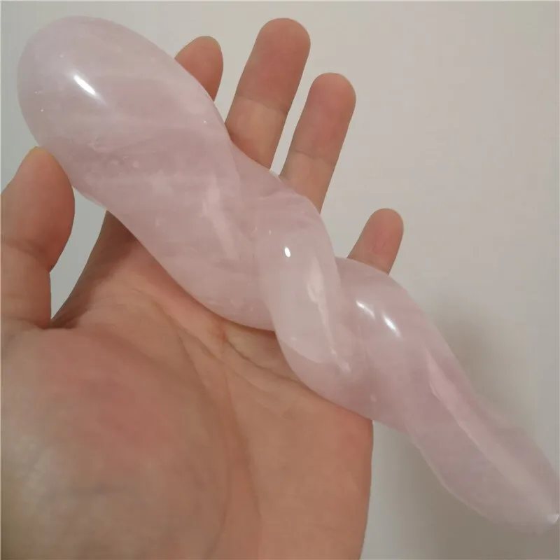 Natural rose quartz spiral crystal wand hand carved crystal gem yoni massage wand healing wand Yoni Crystals
