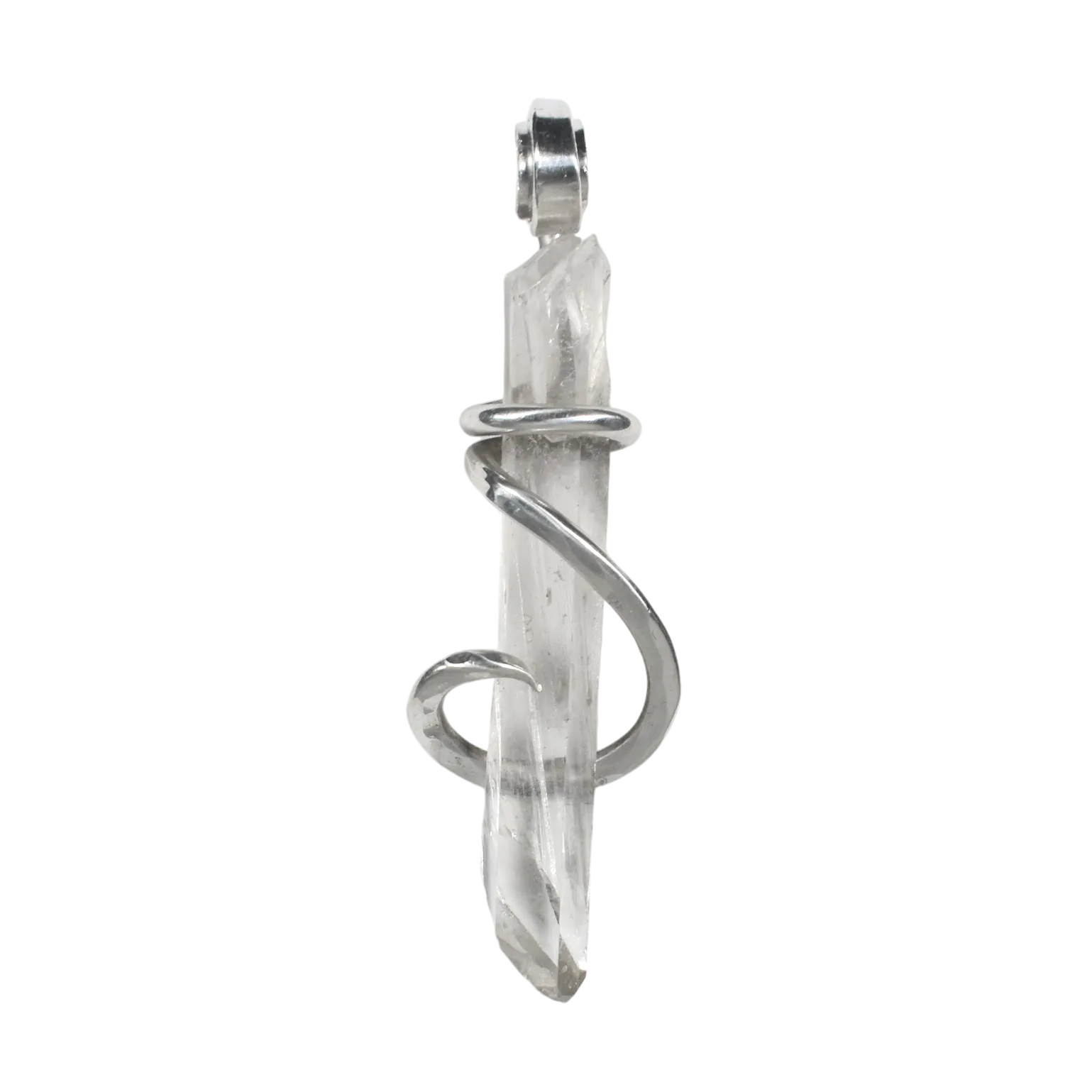 Natural Smoky Quartz Point Handmade Crystal Pendant Wrapped in Silver