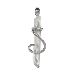 Natural Smoky Quartz Point Handmade Crystal Pendant Wrapped in Silver
