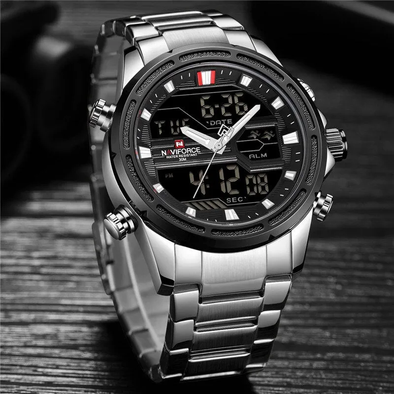 NAVIFORCE Dual Time Waterproof Quartz Watch for Men | NF 18