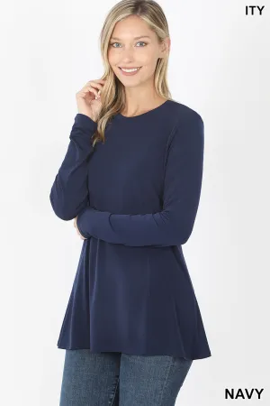 Navy A-Line Long Sleeve Top