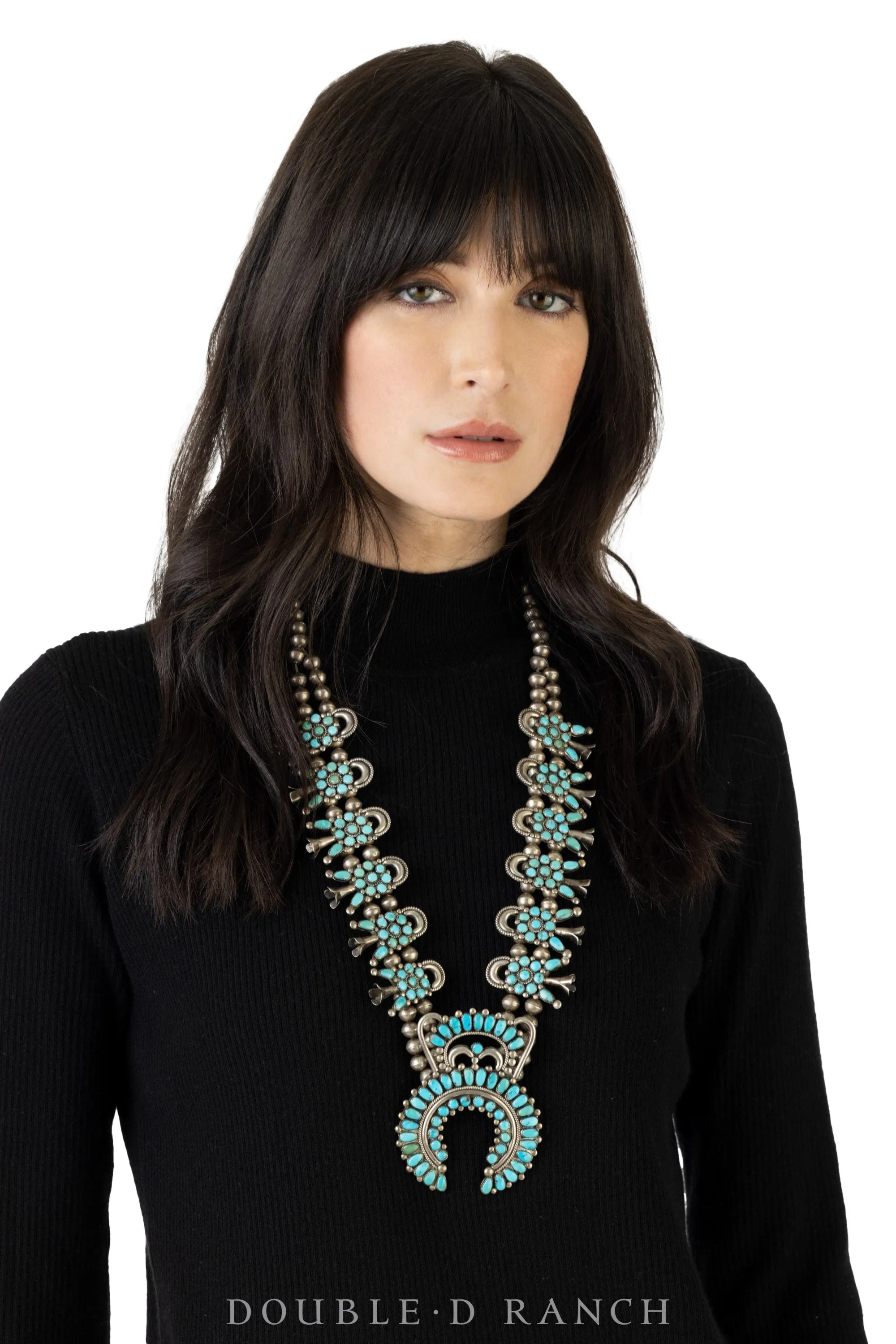 Necklace, Squash Blossom, Turquoise, Hallmark & Date, Vintage, 61, 1230