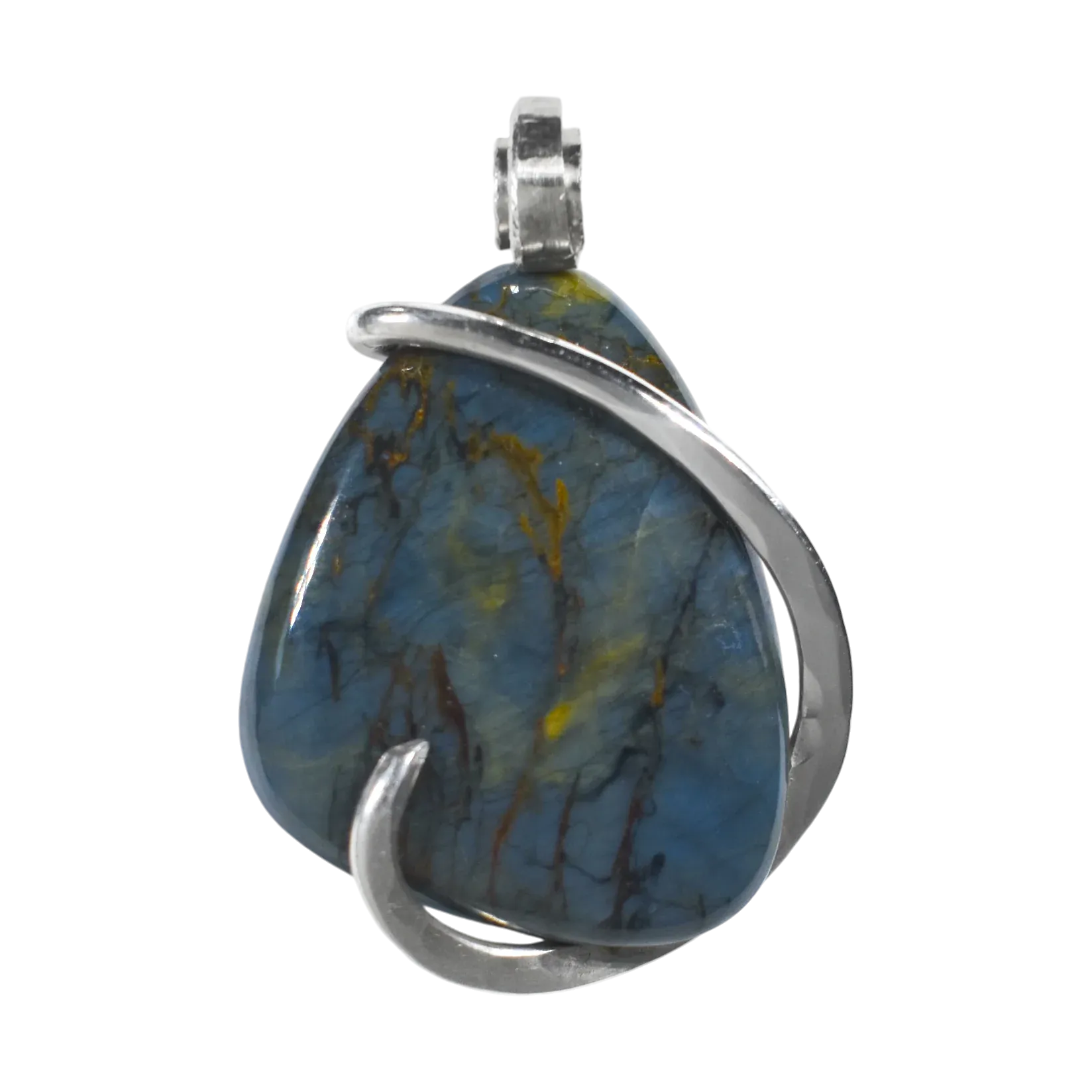 Nellite Handmade Stone Pendant Wrapped in Silver