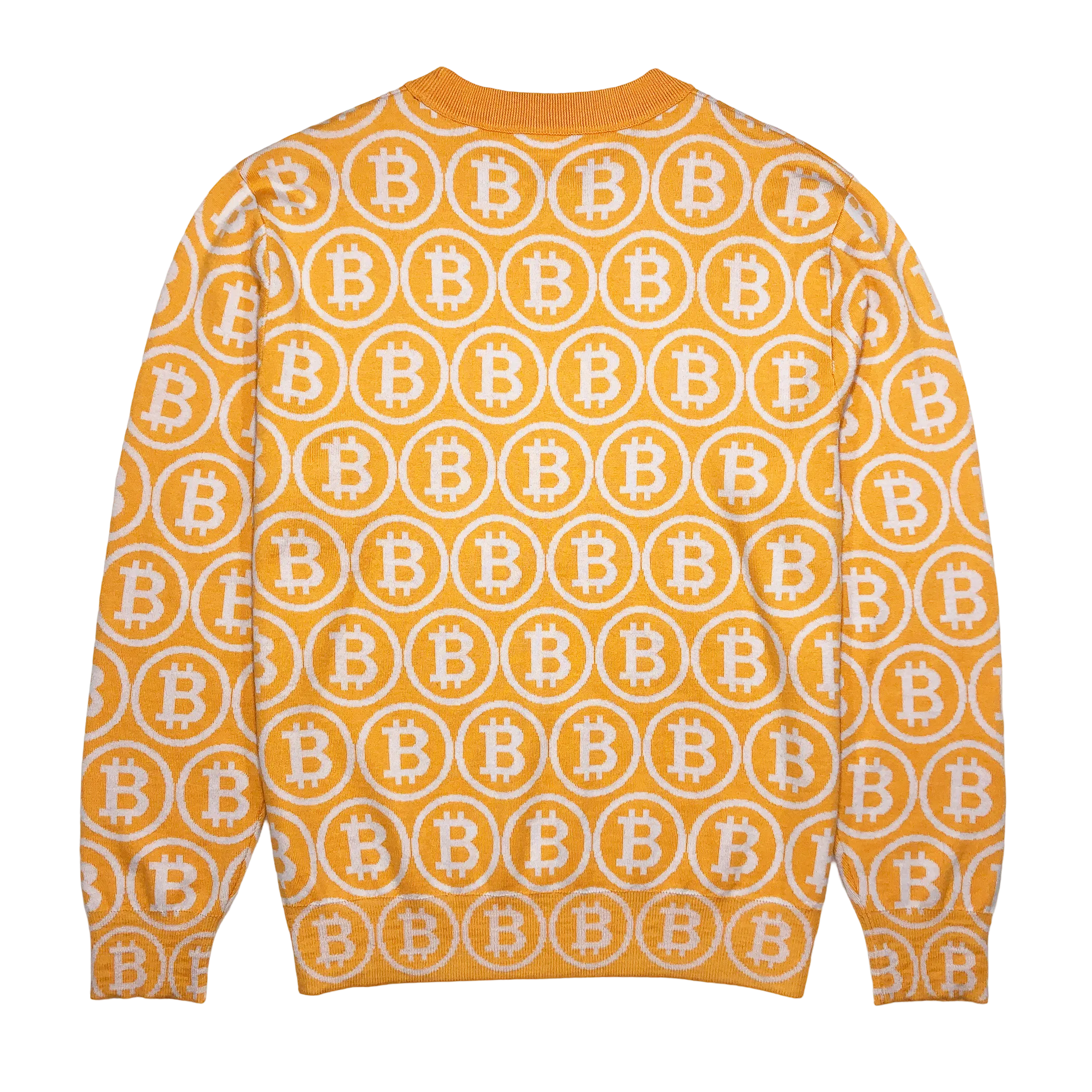 NEO BITCOIN MERINO CREW NECK PULLOVER ORANGE IVORY