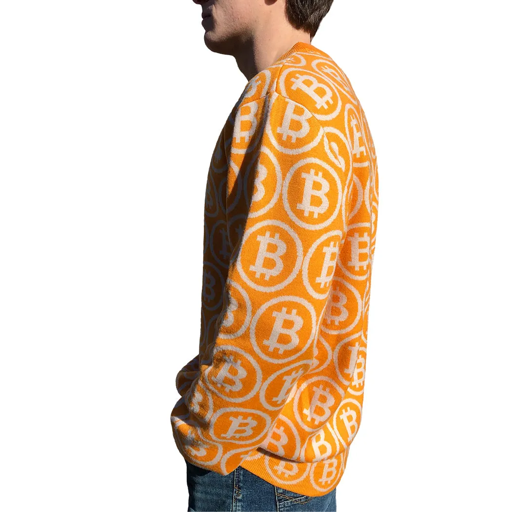 NEO BITCOIN MERINO CREW NECK PULLOVER ORANGE IVORY
