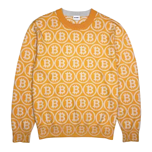 NEO BITCOIN MERINO CREW NECK PULLOVER ORANGE IVORY