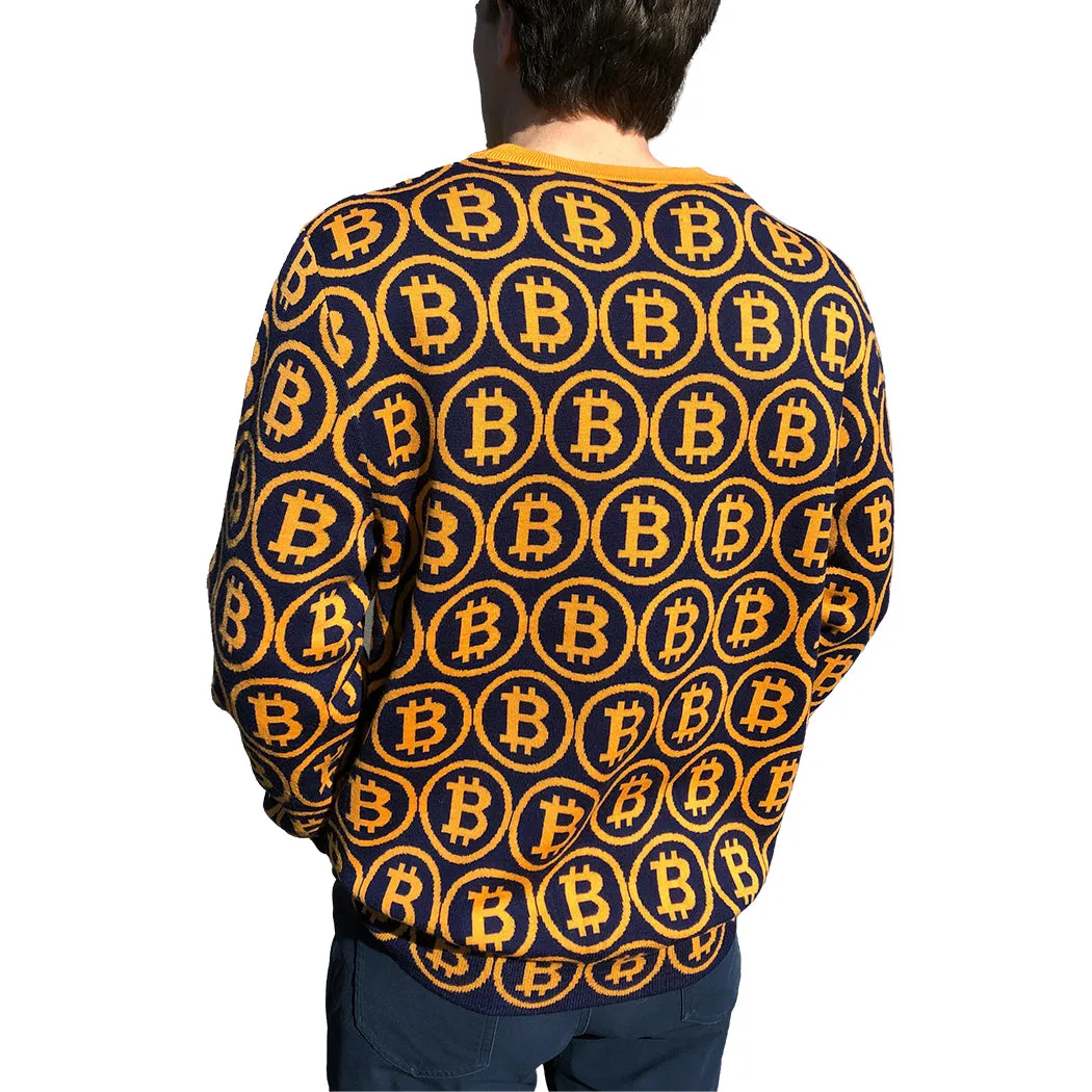 NEO BITCOIN MERINO CREW NECK PULLOVER ORANGE NAVY