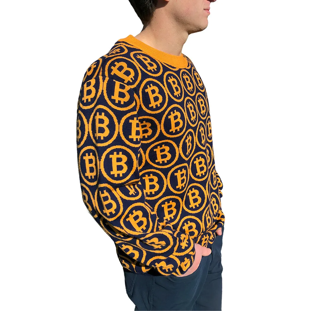 NEO BITCOIN MERINO CREW NECK PULLOVER ORANGE NAVY