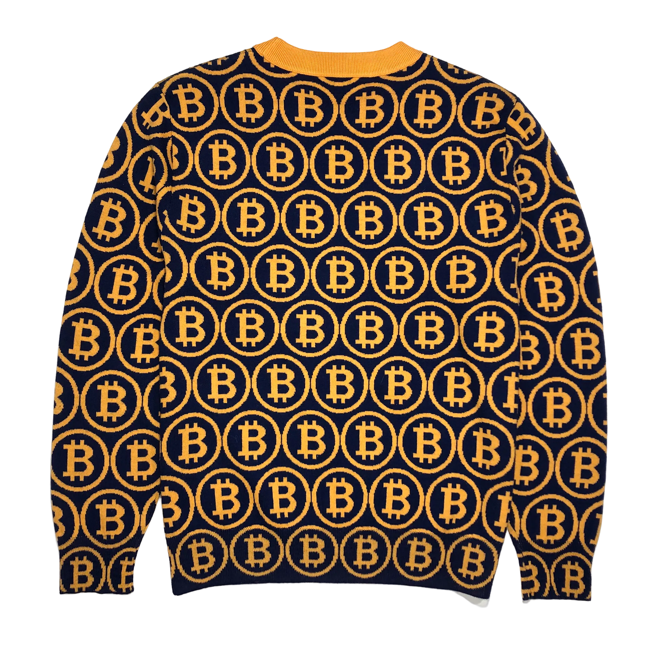 NEO BITCOIN MERINO CREW NECK PULLOVER ORANGE NAVY
