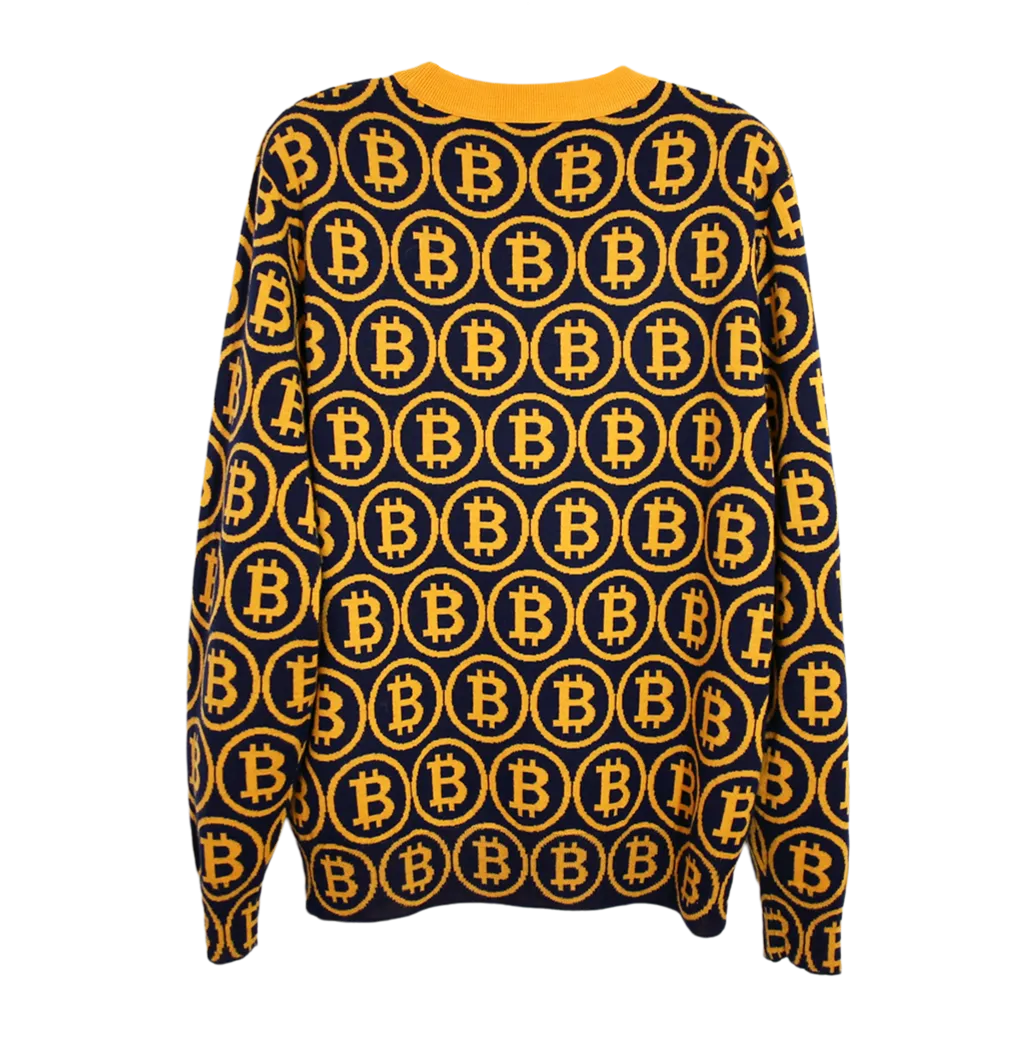 NEO BITCOIN MERINO CREW NECK PULLOVER ORANGE NAVY
