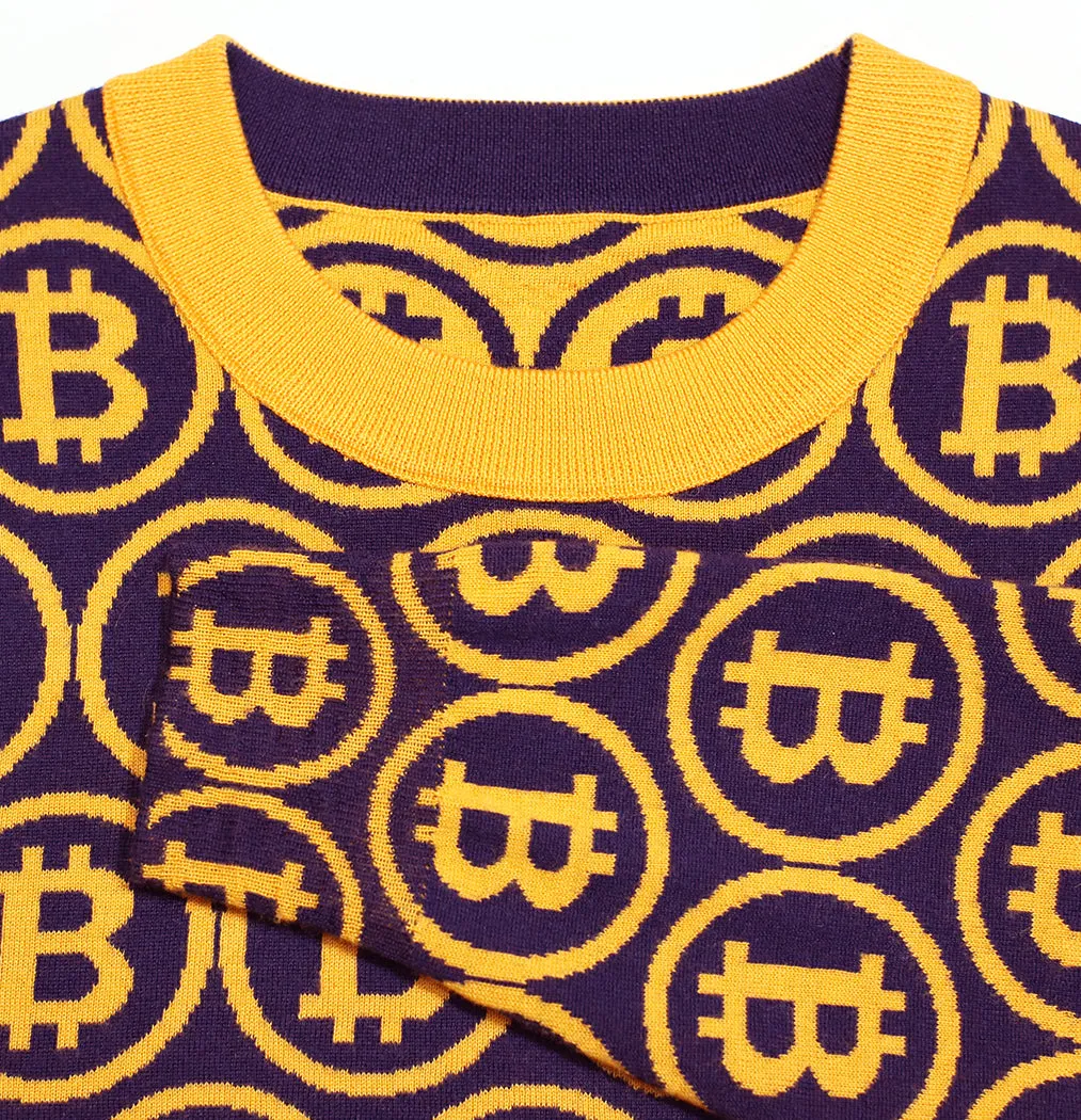 NEO BITCOIN MERINO CREW NECK PULLOVER ORANGE NAVY