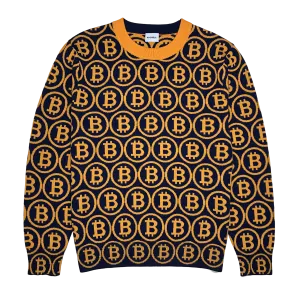 NEO BITCOIN MERINO CREW NECK PULLOVER ORANGE NAVY