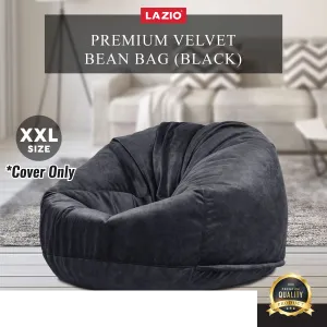 New 1 PC Black Velvet Bean Bag Cover Fully Washable without beans Soft Luxury Beanbag sacco chair cover Home Decor Bean Bag Cover Large Black velvet (COVER ONLY)