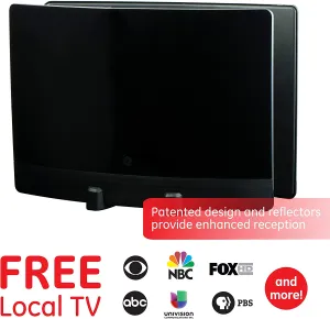 New GE UltraPro Optima Black Indoor HDTV Antenna, Digital, Long Range Antenna, 60 Mile Range, Smart TV Compatible, 4K 1080P VHF UHF, 10ft Coaxial Cable!