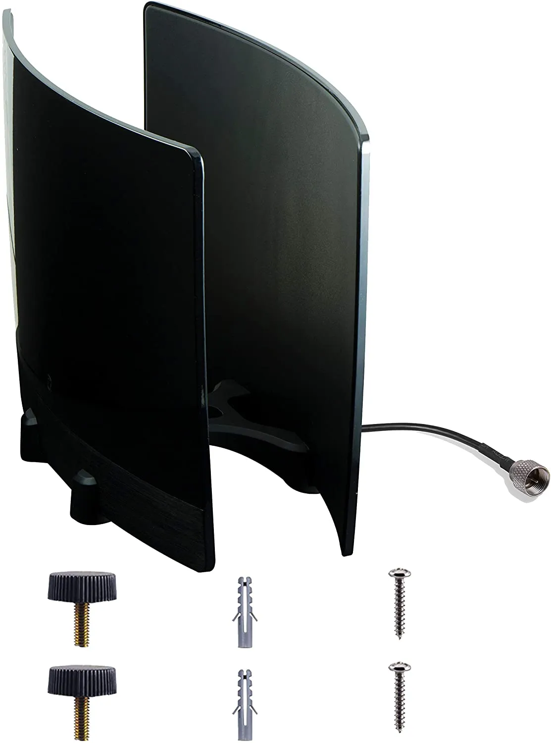 New GE UltraPro Optima Black Indoor HDTV Antenna, Digital, Long Range Antenna, 60 Mile Range, Smart TV Compatible, 4K 1080P VHF UHF, 10ft Coaxial Cable!