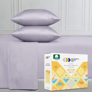 New in box! 400-Thread-Count 100% Pure Cotton Sheets - 4-Piece Lavender Grey Queen, Long-Staple Combed Cotton, Fits Mattress 16" Deep Pocket, Soft Sateen Weave. Retails $70 