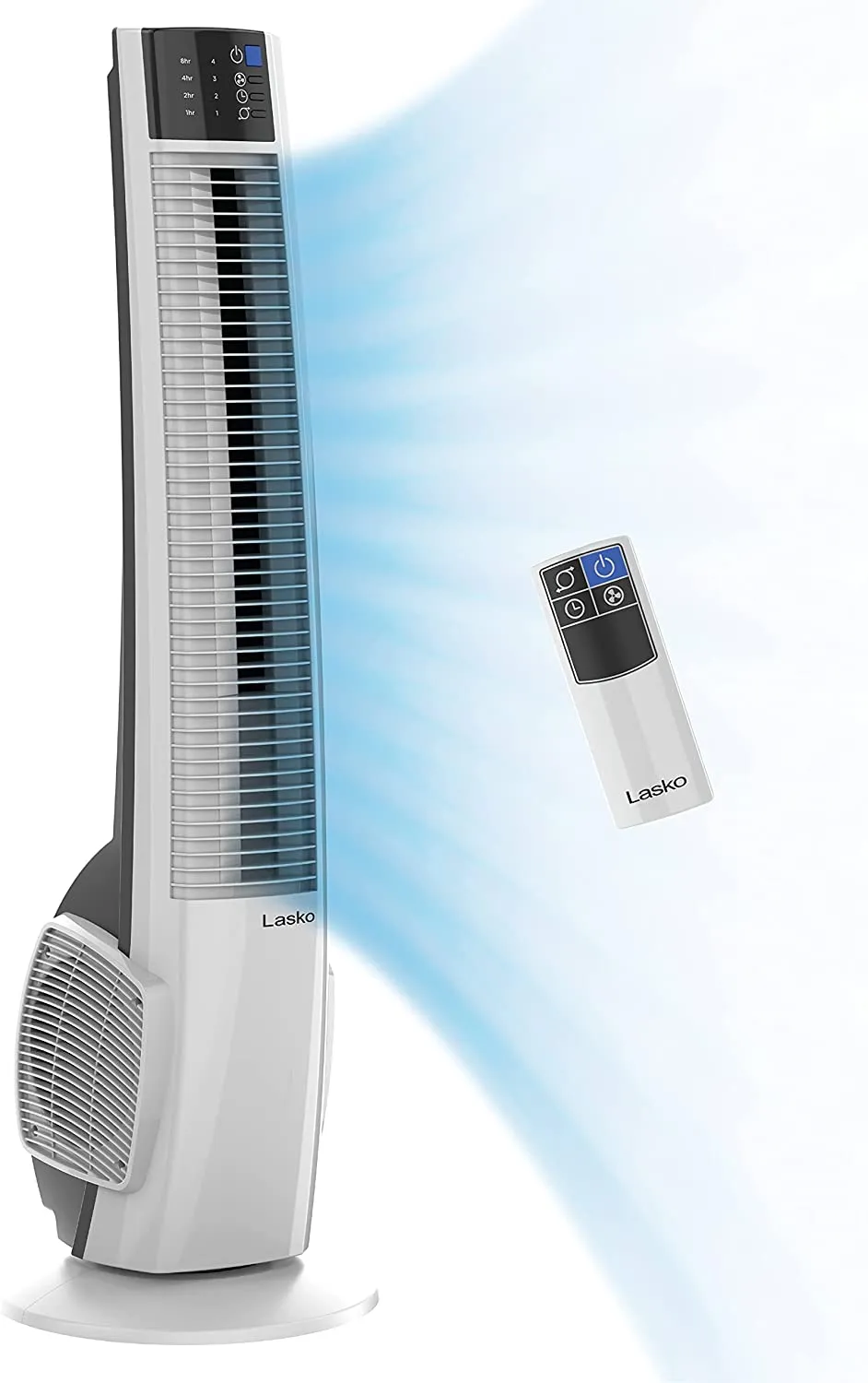 New in box! Lasko T38400 Electric Oscillating Hybrid Tower Fan with Timer and Remote Control for Indoor, Bedroom and Home Office Use, 38 Inch, White Black