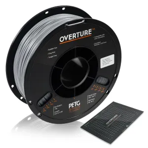 New in box! OVERTURE PETG Filament 2.85mm with 3D Build Surface 200 x 200 mm 3D Printer Consumables, 1kg Spool (2.2lbs), Dimensional Accuracy  /- 0.05 mm, Fit Most FDM Printer (SPACE GREY)