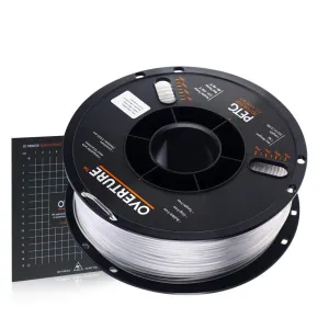 New in box! OVERTURE PETG Filament 2.85mm with 3D Build Surface 200 x 200 mm 3D Printer Consumables, 1kg Spool (2.2lbs), Dimensional Accuracy  /- 0.05 mm, Fit Most FDM Printer (Transparent)