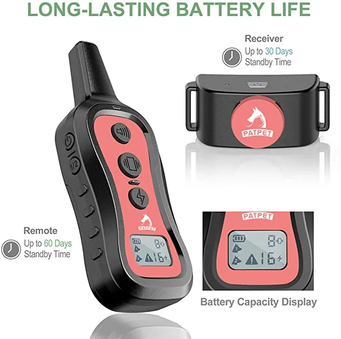 New in box! PATPET Dog Training Collar- Dog Shock Collar with Remote, w/3 Training Modes, Beep, Vibration and Shock, Up to 1000 ft Remote Range, Rainproof for Small Medium Large Dogs