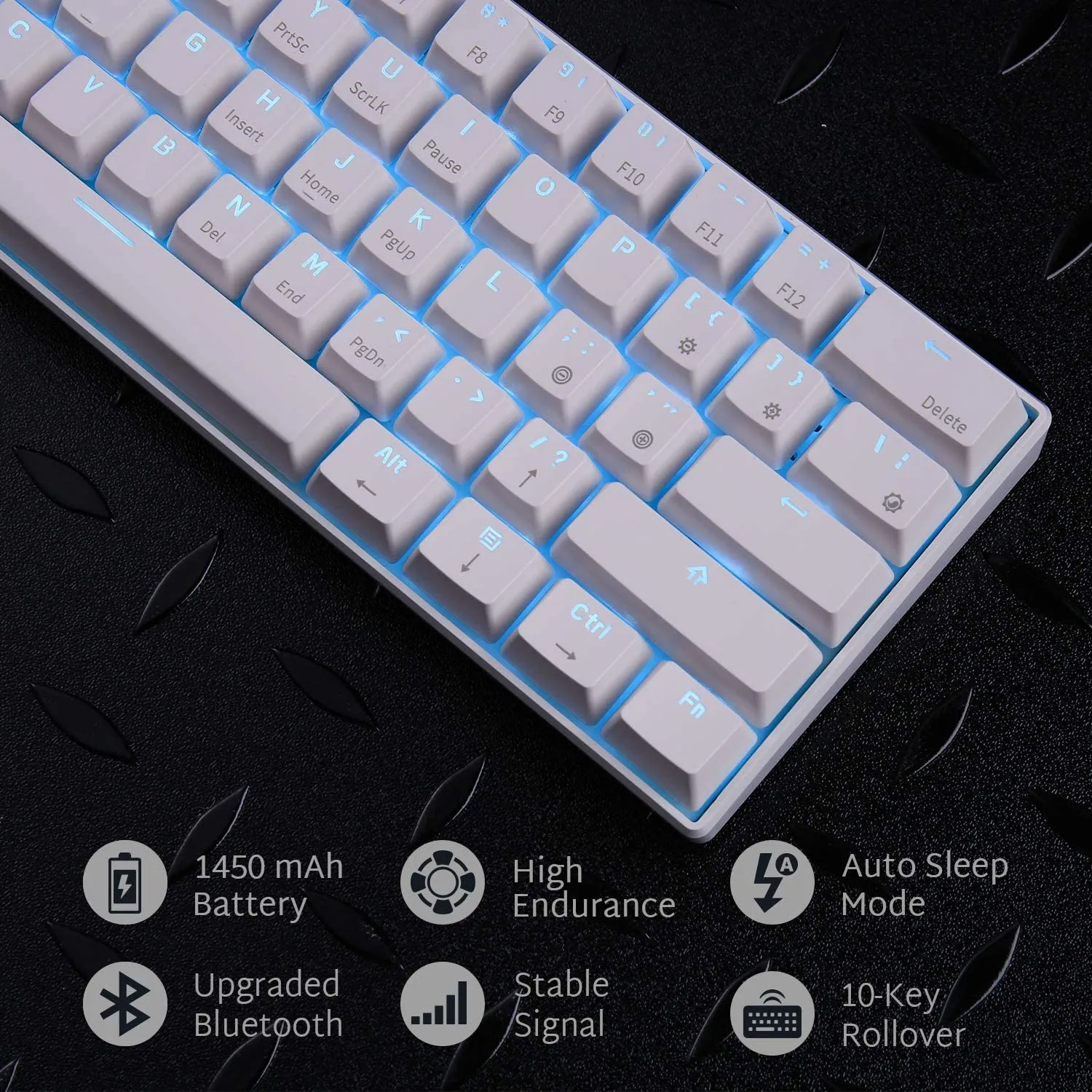 New in box! RK ROYAL KLUDGE RK61 Wireless 60% Mechanical Gaming Keyboard, White! Retails $80 