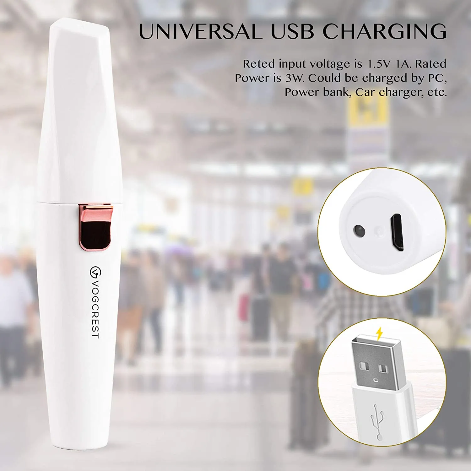 New in box! Vogcrest Rechargeable 2 IN 1 Eyebrow Trimmer and Painless Hair Remover, Eyebrow, Lips, Body, Facial Hair Removal with Built-in LED Light!