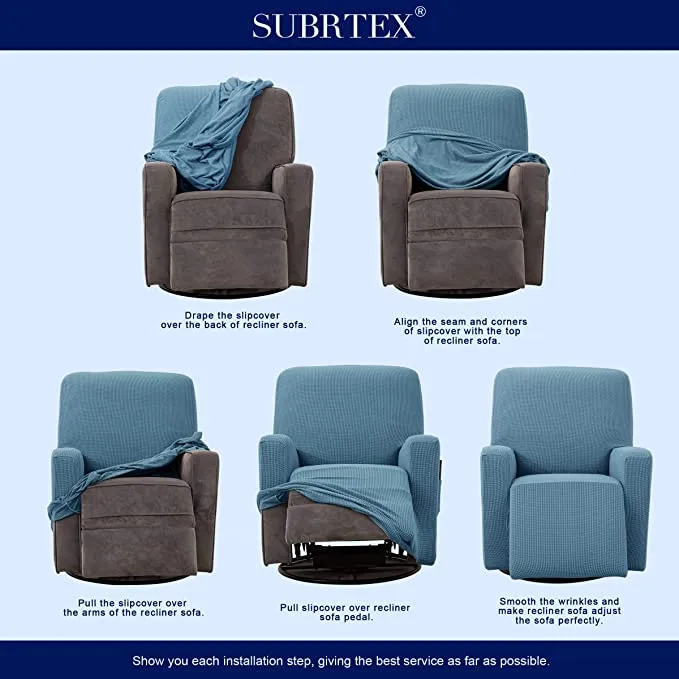 New in package! subrtex Stretch Recliner Slipcover Protector with Side Pocket (Recliner,Denim Blue) Retails $86 