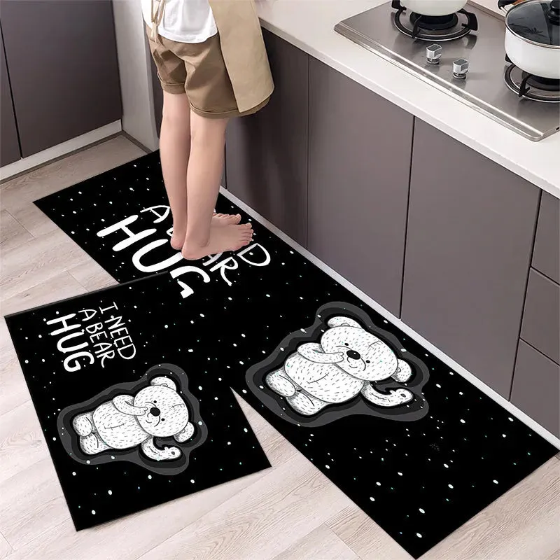 New Kitchen Floor Mat Tableware Pattern Entrance Doormat Bathroom Door Floormat Parlor Anti-slip Antifouling Long Rug