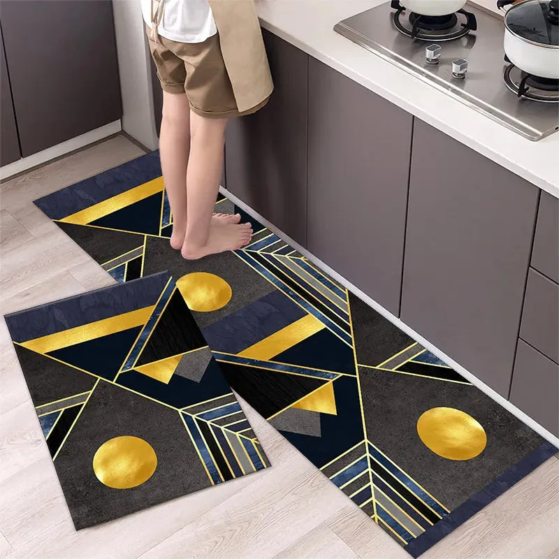 New Kitchen Floor Mat Tableware Pattern Entrance Doormat Bathroom Door Floormat Parlor Anti-slip Antifouling Long Rug