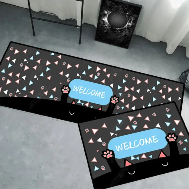 New Kitchen Floor Mat Tableware Pattern Entrance Doormat Bathroom Door Floormat Parlor Anti-slip Antifouling Long Rug