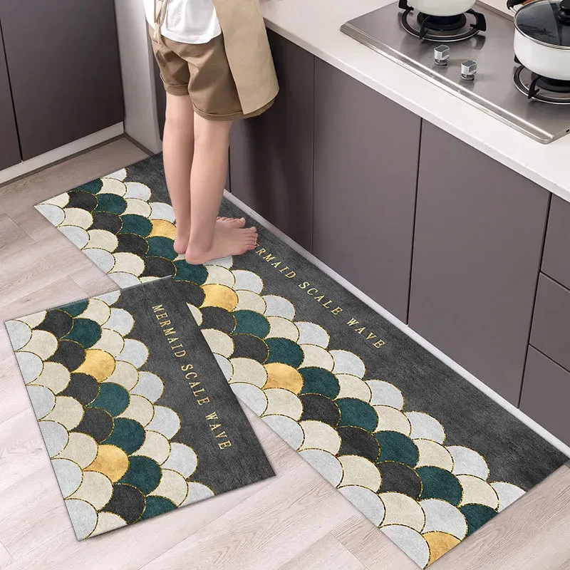 New Kitchen Floor Mat Tableware Pattern Entrance Doormat Bathroom Door Floormat Parlor Anti-slip Antifouling Long Rug
