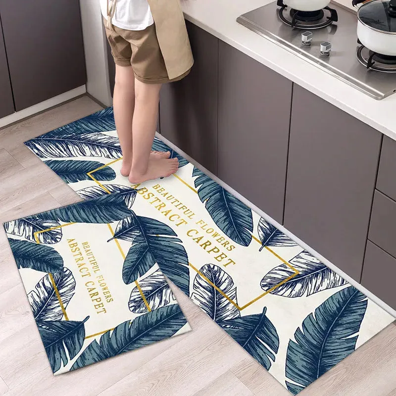 New Kitchen Floor Mat Tableware Pattern Entrance Doormat Bathroom Door Floormat Parlor Anti-slip Antifouling Long Rug