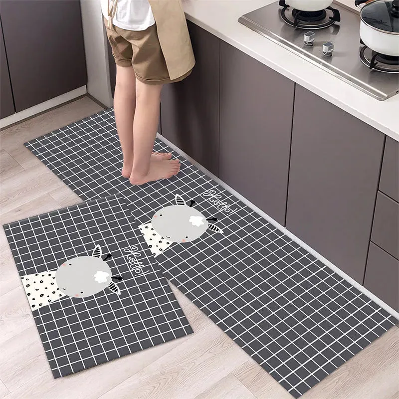 New Kitchen Floor Mat Tableware Pattern Entrance Doormat Bathroom Door Floormat Parlor Anti-slip Antifouling Long Rug