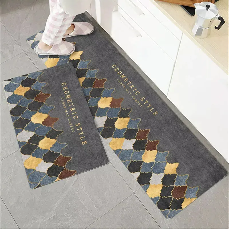 New Kitchen Floor Mat Tableware Pattern Entrance Doormat Bathroom Door Floormat Parlor Anti-slip Antifouling Long Rug