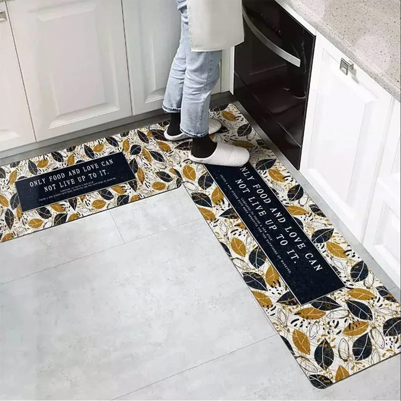 New Kitchen Floor Mat Tableware Pattern Entrance Doormat Bathroom Door Floormat Parlor Anti-slip Antifouling Long Rug