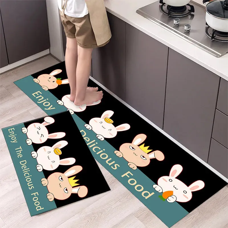 New Kitchen Floor Mat Tableware Pattern Entrance Doormat Bathroom Door Floormat Parlor Anti-slip Antifouling Long Rug