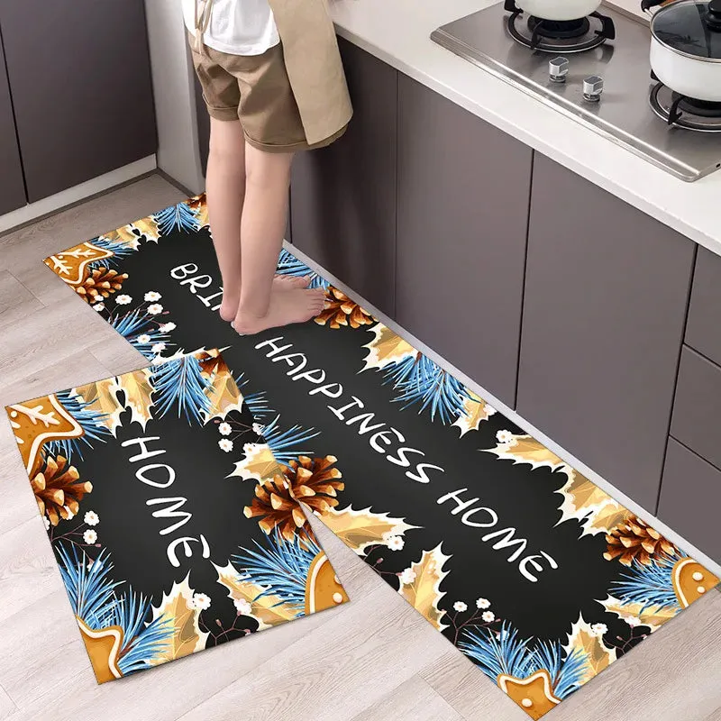 New Kitchen Floor Mat Tableware Pattern Entrance Doormat Bathroom Door Floormat Parlor Anti-slip Antifouling Long Rug