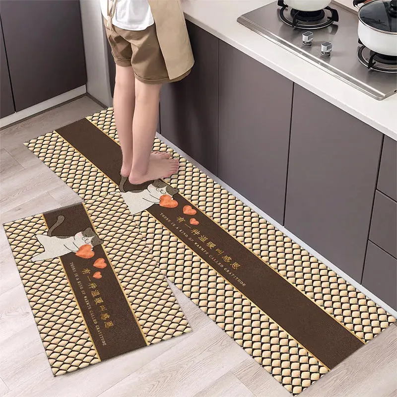 New Kitchen Floor Mat Tableware Pattern Entrance Doormat Bathroom Door Floormat Parlor Anti-slip Antifouling Long Rug