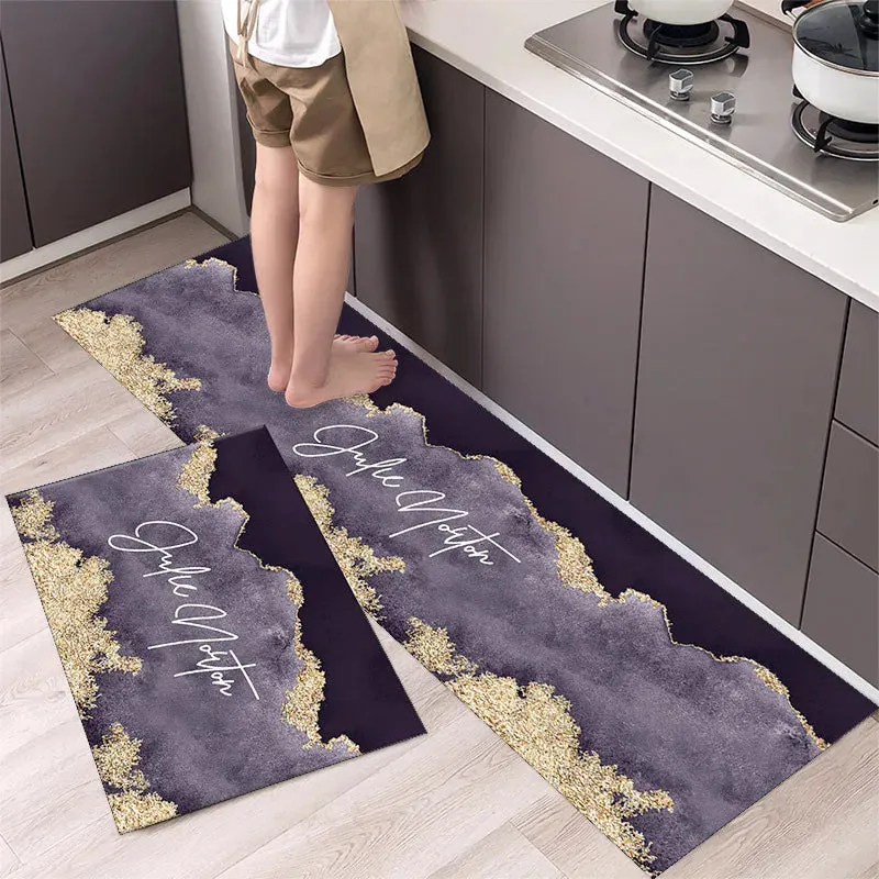 New Kitchen Floor Mat Tableware Pattern Entrance Doormat Bathroom Door Floormat Parlor Anti-slip Antifouling Long Rug