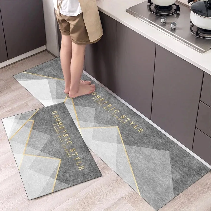 New Kitchen Floor Mat Tableware Pattern Entrance Doormat Bathroom Door Floormat Parlor Anti-slip Antifouling Long Rug