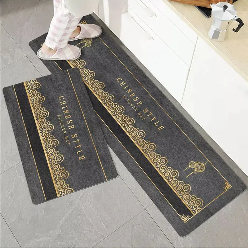 New Kitchen Floor Mat Tableware Pattern Entrance Doormat Bathroom Door Floormat Parlor Anti-slip Antifouling Long Rug