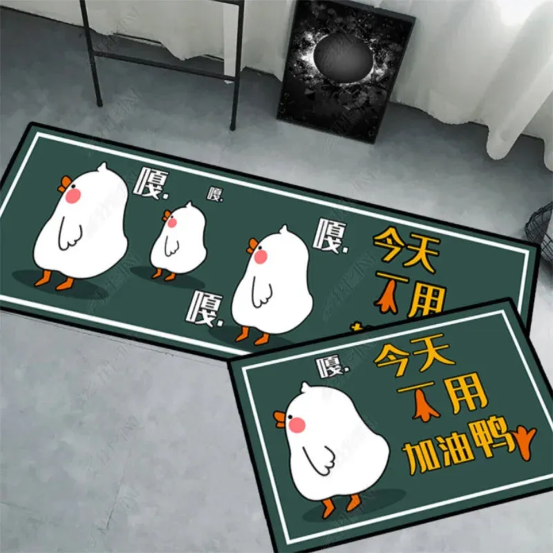 New Kitchen Floor Mat Tableware Pattern Entrance Doormat Bathroom Door Floormat Parlor Anti-slip Antifouling Long Rug