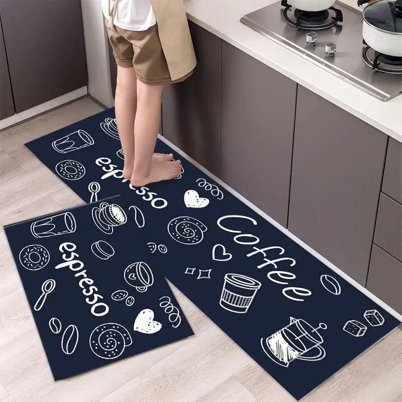 New Kitchen Floor Mat Tableware Pattern Entrance Doormat Bathroom Door Floormat Parlor Anti-slip Antifouling Long Rug