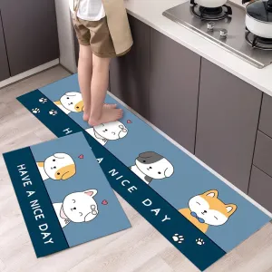 New Kitchen Floor Mat Tableware Pattern Entrance Doormat Bathroom Door Floormat Parlor Anti-slip Antifouling Long Rug