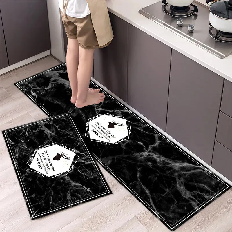New Kitchen Floor Mat Tableware Pattern Entrance Doormat Bathroom Door Floormat Parlor Anti-slip Antifouling Long Rug