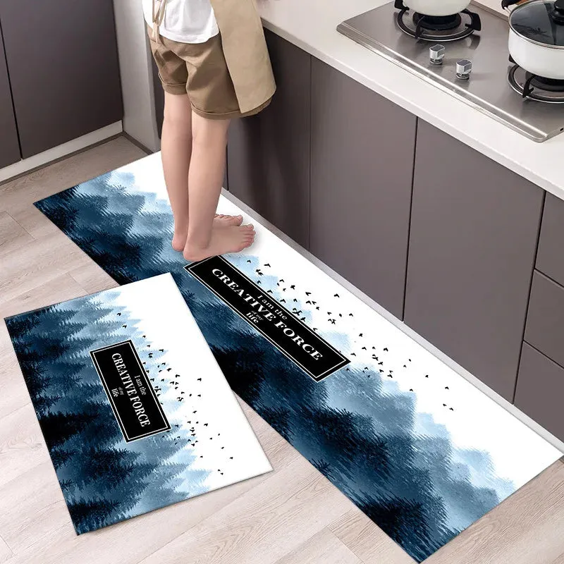 New Kitchen Floor Mat Tableware Pattern Entrance Doormat Bathroom Door Floormat Parlor Anti-slip Antifouling Long Rug