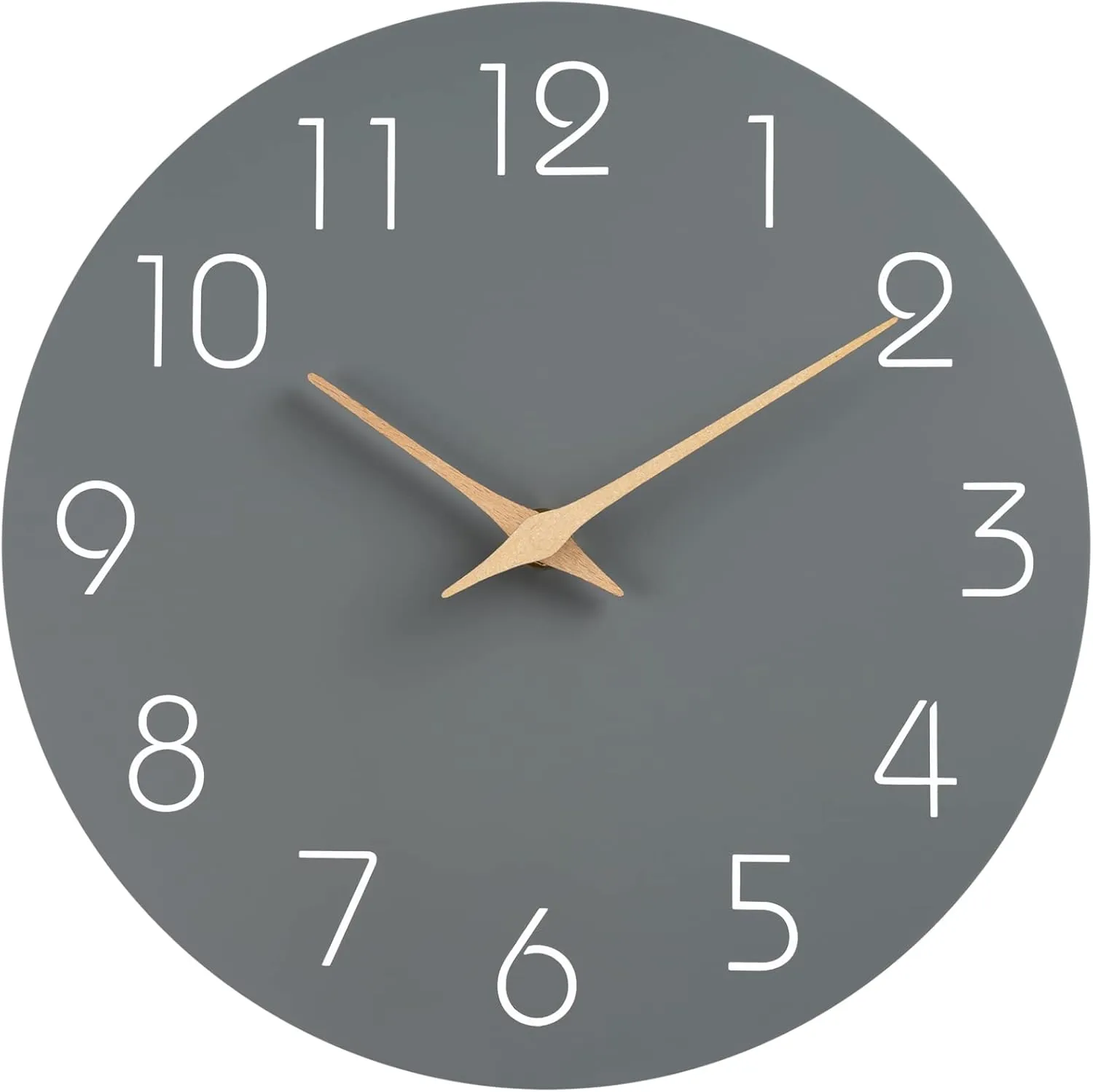 NEW Mosewa Silent Non-Ticking Wall Clock Decorative for Kitchen, Bedroom, Bathroom, Office, Living Room, Battery Operated - 10 Inch Wood Modern Simple (Gray)
