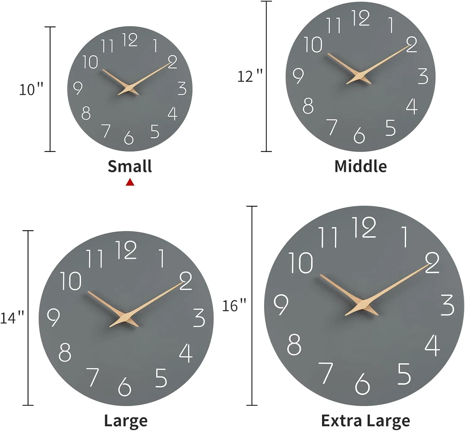 NEW Mosewa Silent Non-Ticking Wall Clock Decorative for Kitchen, Bedroom, Bathroom, Office, Living Room, Battery Operated - 10 Inch Wood Modern Simple (Gray)